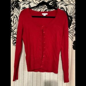 Red cardigan